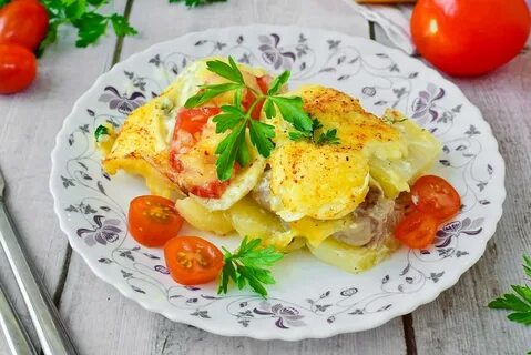Мясо по французски с индейкой и картошкой