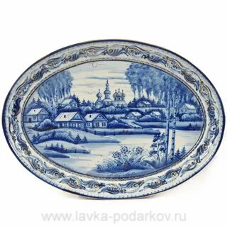 Пейзаж в стиле гжель