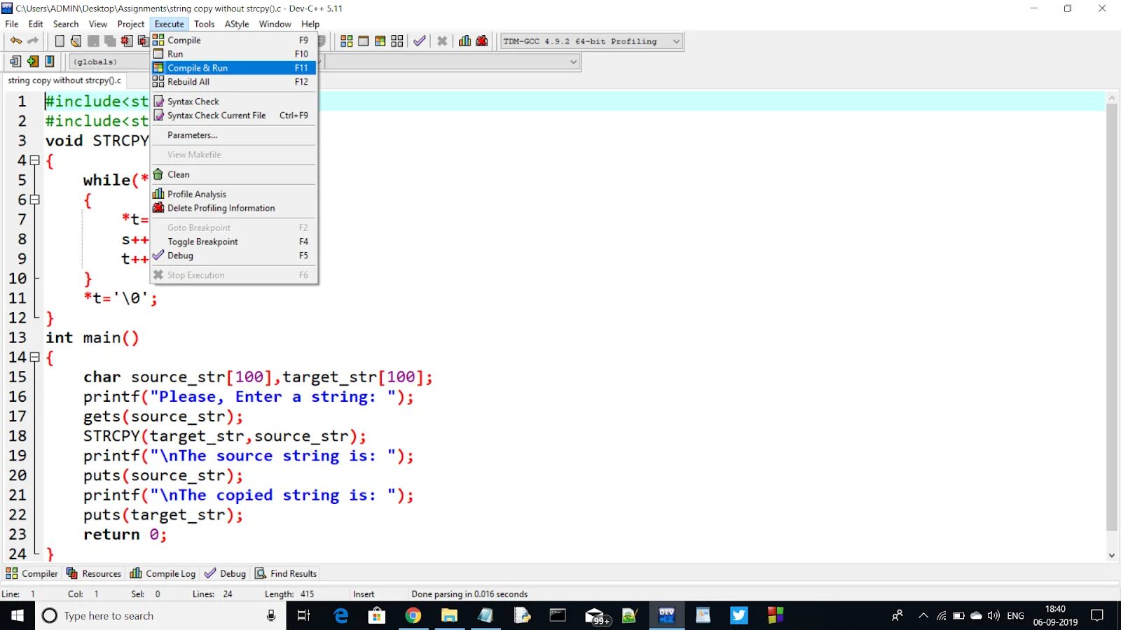 C i a function