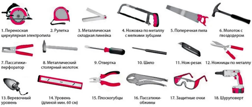 Инструменты список фото