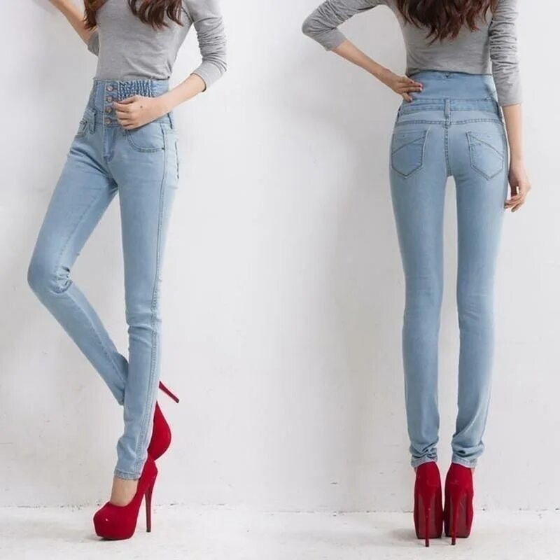 Women Elastic Butto Tassel Loose Denim Casual Small Feet Slim Fit Jeans сатып ал