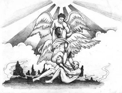 Angel vs demon tattoo sketch - Tattoos Book - 65.000 Tattoos