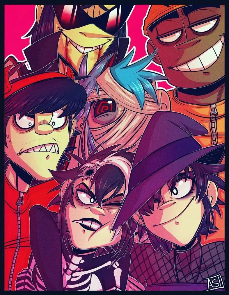 Gorillaz ashesfordayz. Рассел гориллаз. Гориллаз Хэллоуин. Gorillaz 2018. Gorillaz be happy