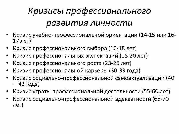 Кризисы профессионального становления личности. Сыманюк). Ненормативные кризисы развития личности. Э. Э ф зеер кризисы профессионального развития.