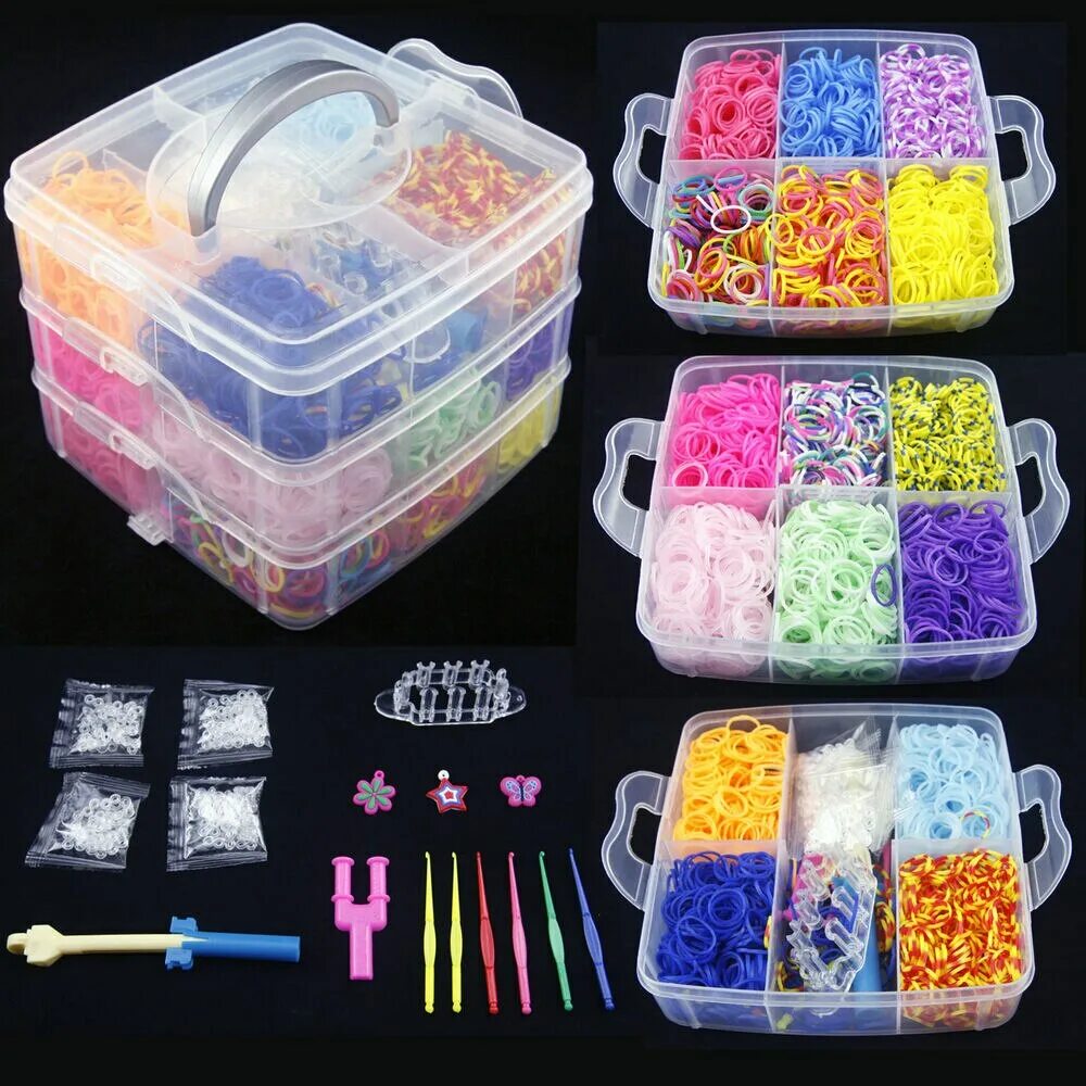 Что можно сделать из набора. Colorful Loom Bands резинки. Набор резинок для плетения Rainbow Loom. Станок Рейнбоу Лум. Набор Loom Bands 5800 резинок.