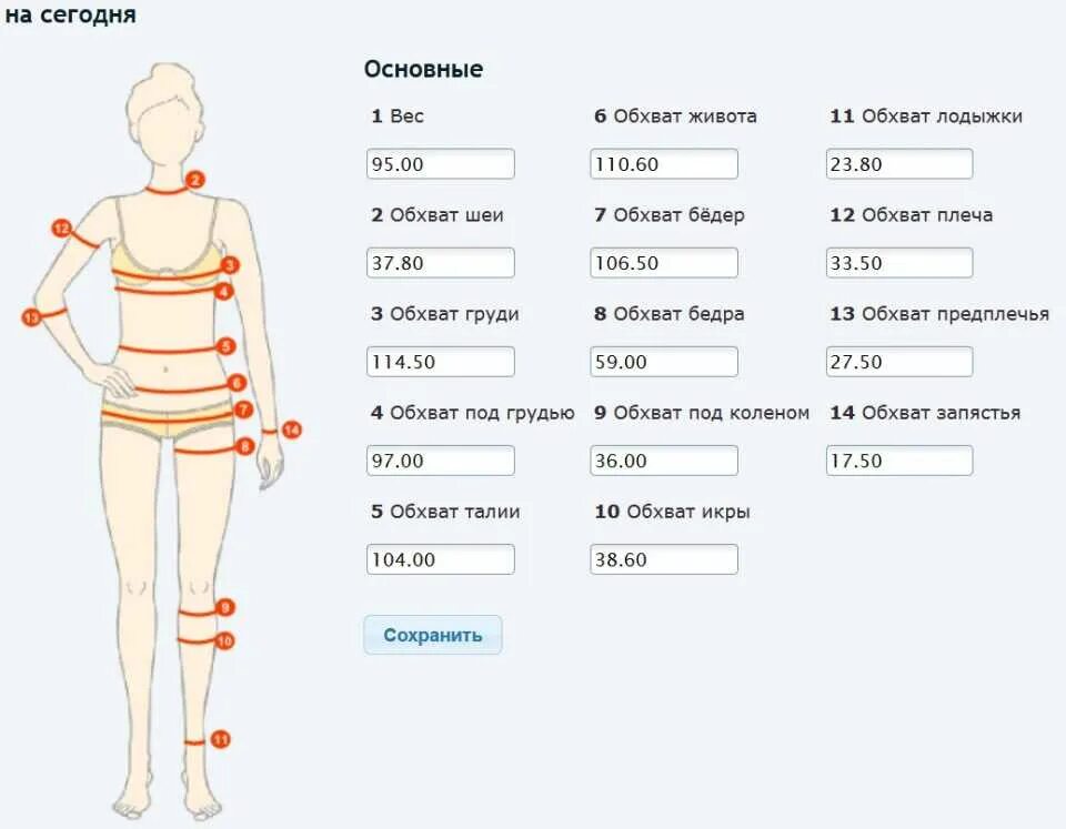 Калькулятор определения размера