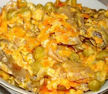 Куриные желудки морковь лук