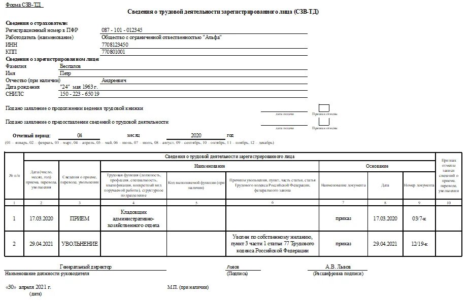 Увольнение сотрудника форма СЗВ-ТД образец. СЗВ ТД увольнение. Форма СЗВ-ТД бланк. Заполнение СЗВ-ТД при увольнении в 2021 году образец.