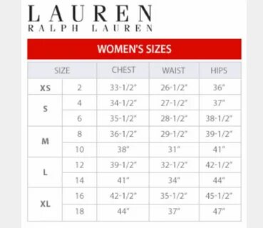 Ralph lauren размерная сетка
