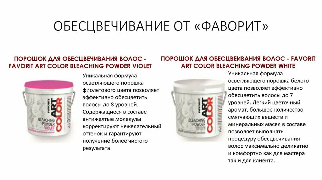 Обесцвечивание по составу
