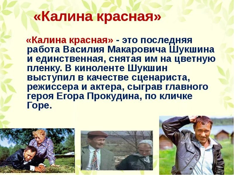 Калина красная киноповесть. «калина красная» в. М. Калина красная шукшин краткое. "калина красная".