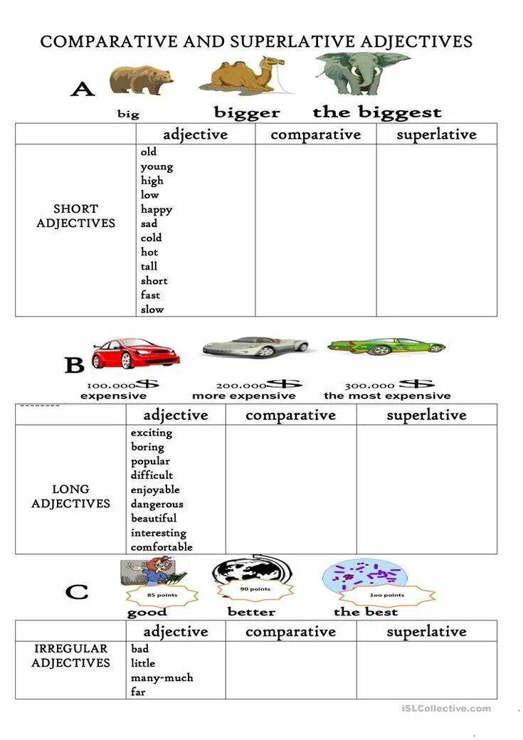 Comparatives and superlatives for kids. Степени сравнения прилагательных в английском Worksheets. Superlative adjectives Worksheets. Comparison of adjectives Worksheets. Comparative and Superlative adjectives Worksheets.