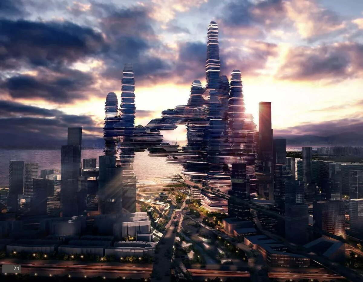 Небоскребы будущего. Город в будущем. Город будущего небоскребы.