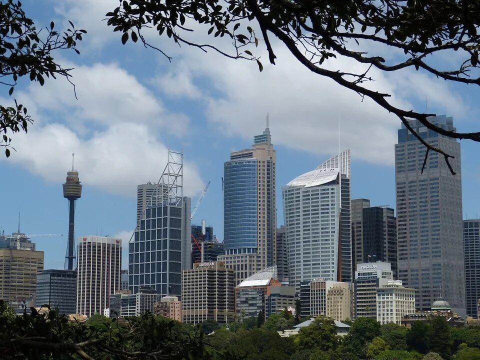 City stretch. Сидней небоскребы. Сидней высотки. Сиднейская башня в Австралии. Австралия многоэтажки.
