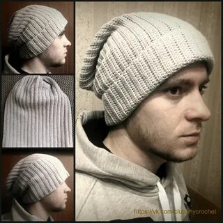 Мужская шапка бини крючком
