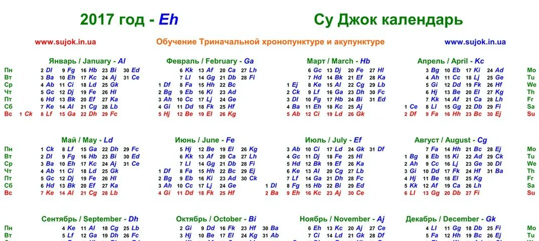 Су джок календарь 2025г Календарь су джок фото