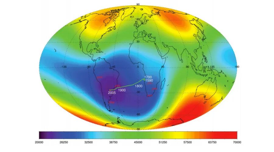 Радиационные пояса планеты. Южно атлантическая магнитная аномалия. Карта излучения земли и космоса. Магнитный пояс земли.
