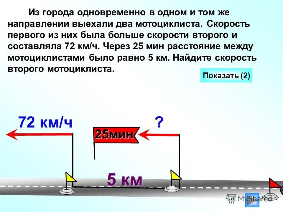 Два мотоцикла стартуют одновременно в одном направлении. Два мотоциклиста выехали одновременно. Из одного города в одном и том же направлении. Из двух городов выехали в одном направлении два мотоциклиста.. Из города одновременно в одном направлении выехали два мотоциклиста.