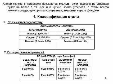 Сталью называют сплав содержащий углерод