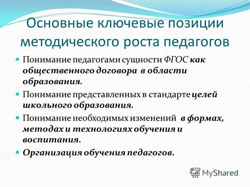 Базовые ключевые слова. Сущность ФГОС. Учитель методический рост. Ключевые позиции. Образ педагога в понимании родителей.