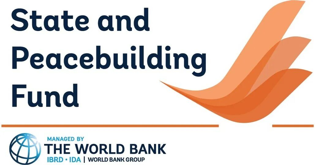 Peacebuilding Fund logo. Peace building Fund logo. World Bank Fund logo. State and Peacebuilding Fund logo.