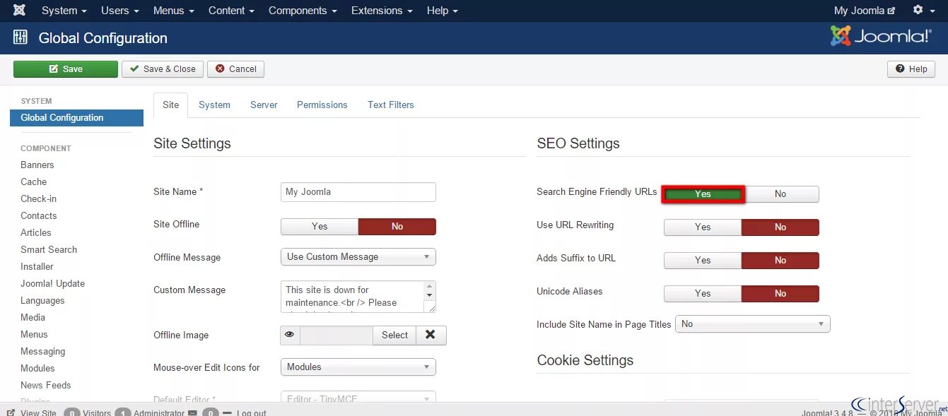 Offline сообщение. Joomla. Настройка сайта. Настройка сайта в джумла. Админ панель Joomla.