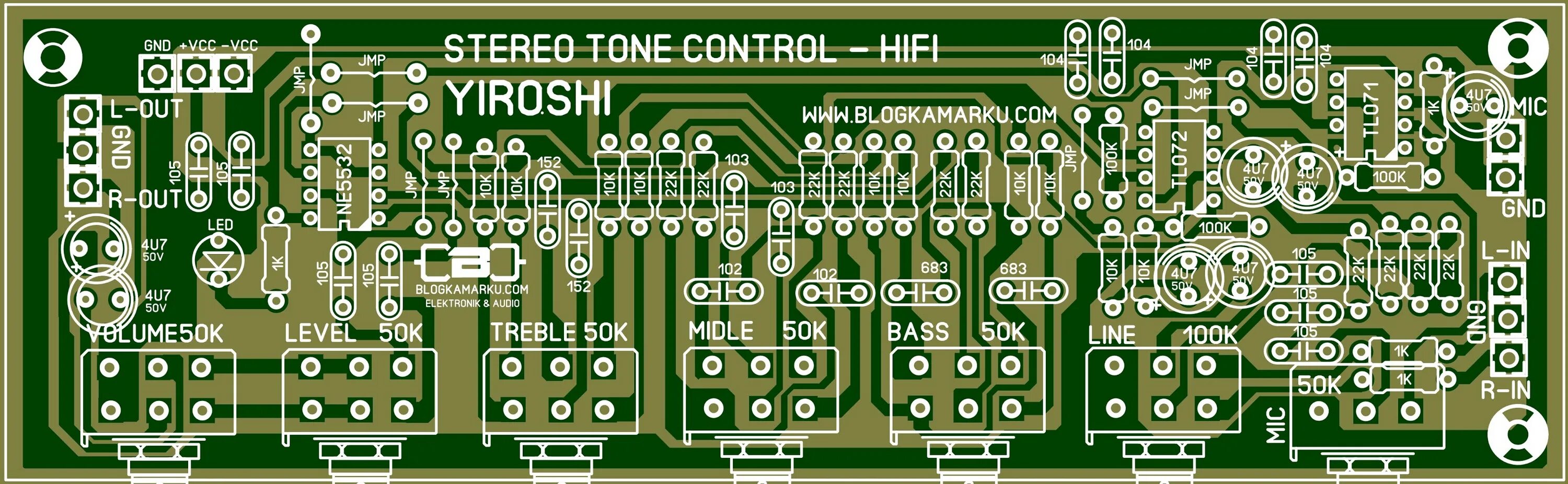 Stereo Tone Control. Tone Control schematic. Tone Control circuits HIFI stereo. Tone Control Apex Audio untuk Amplifier.