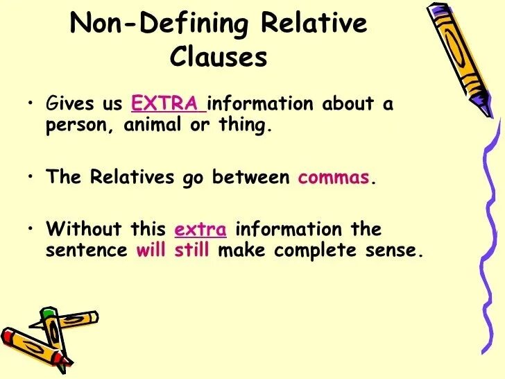 Non defining relative sentences. Non defining relative clauses. defining and non-defining relative clauses. non defining relative clauses предложения. defining relative clauses non-defining relative clauses.