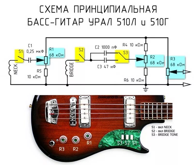 Настройка бас гитары. Темброблок гитары Урал 650. Бас гитара Урал 510л звукосниматели. Электрогитара Урал 650 электросхема. Электрогитара Урал 650 распиновка.