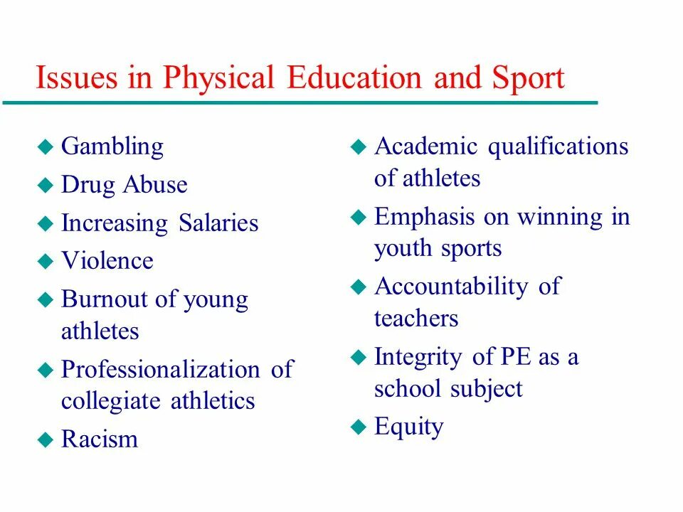 Academic Qualifications. Sports & Education. Physical Educational. Challenges in Education.