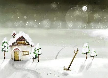 Зимние обои нарисованные