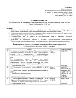 План мероприятий по профилактике безнадзорности и правонарушений