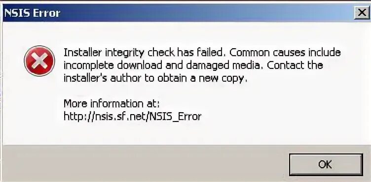 Installer check failed