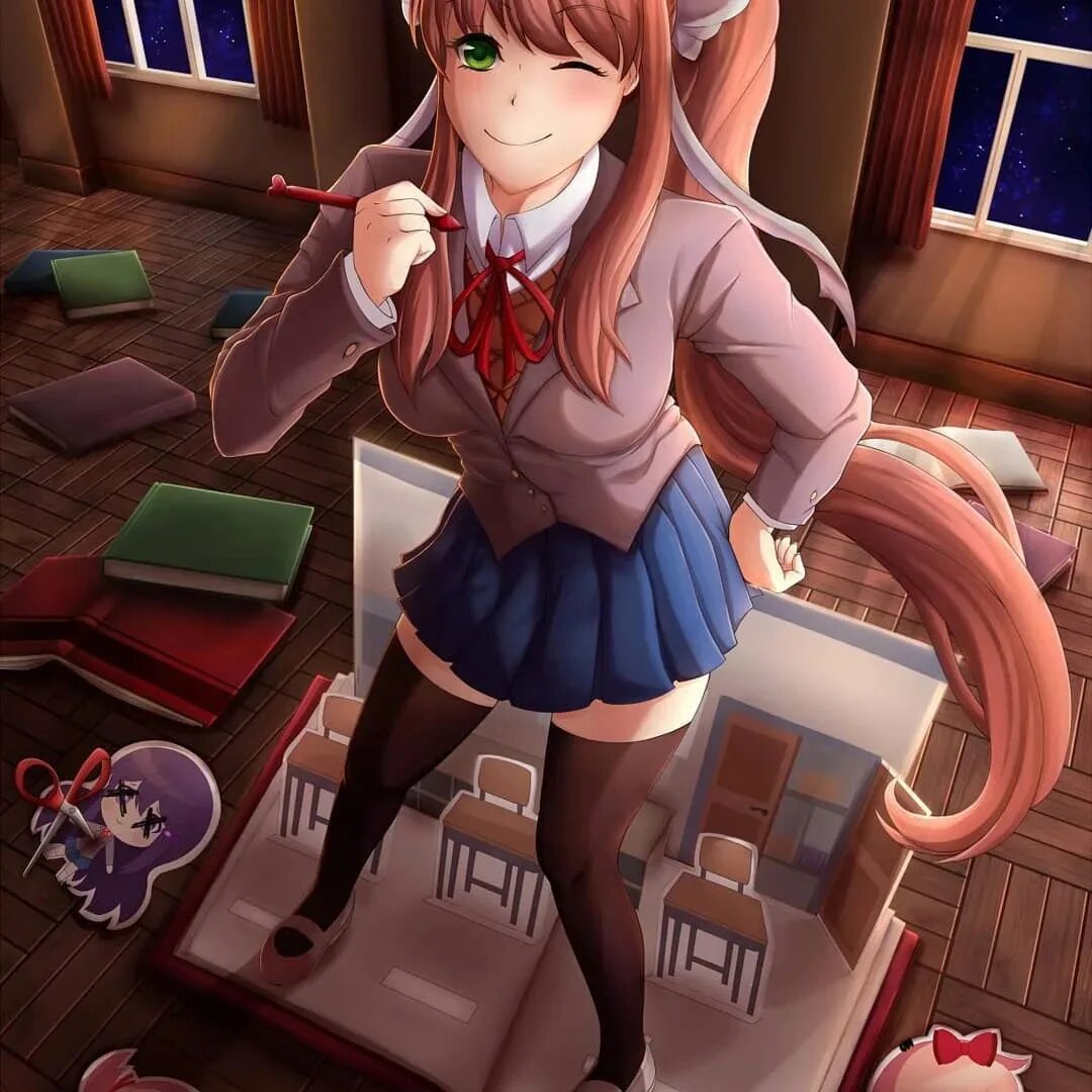 Прохождение доки доки литературный. Monica DDLC.