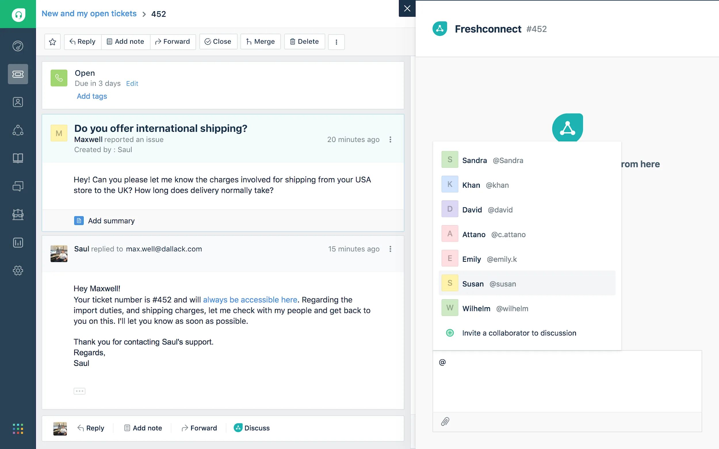 Freshdesk tickets. Invite collaborators.
