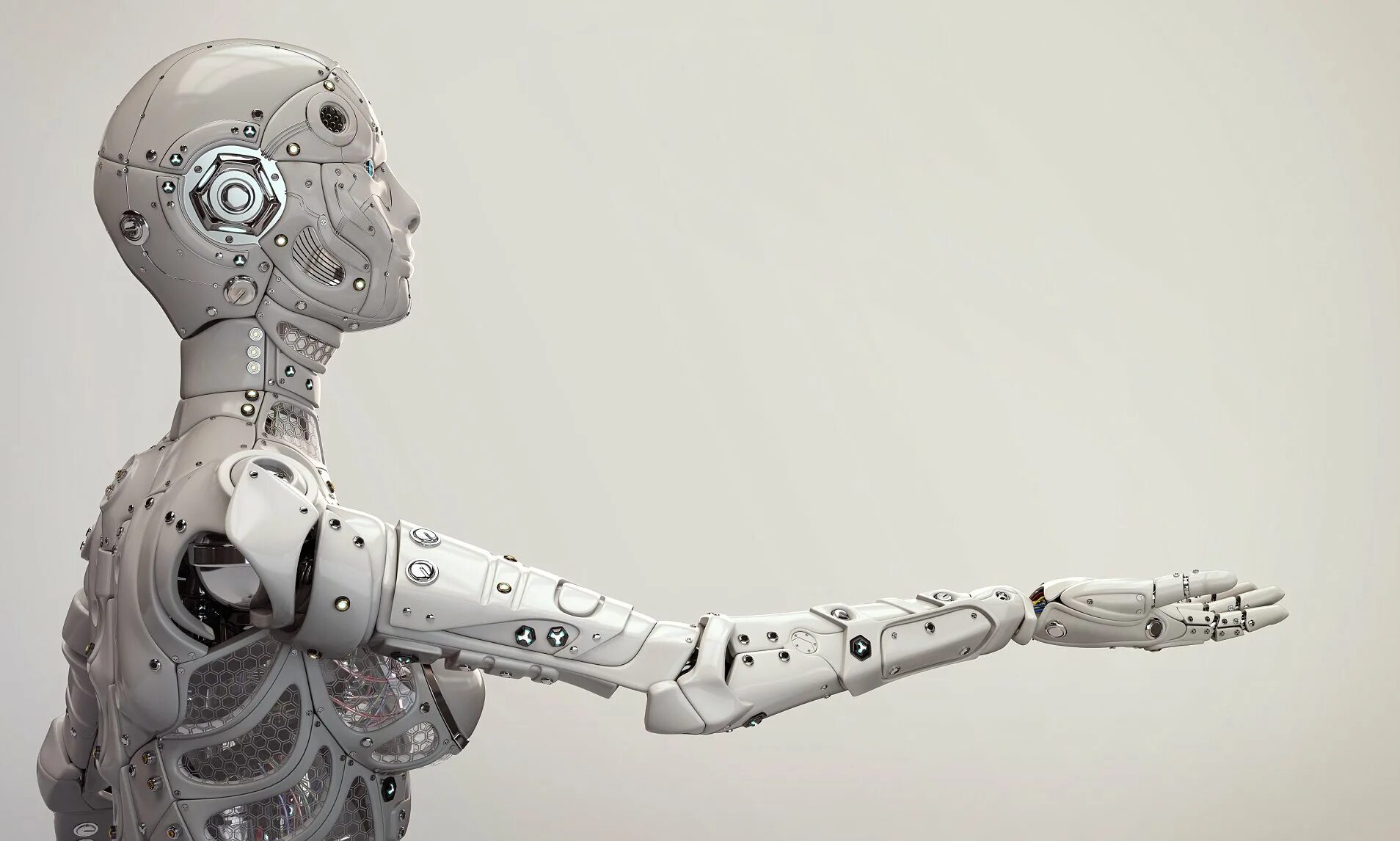 Робот. Робот с искусственным интеллектом. Робот человек. Робот с протянутой рукой.