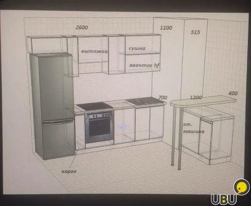 Кухонный гарнитур расстояние от стены