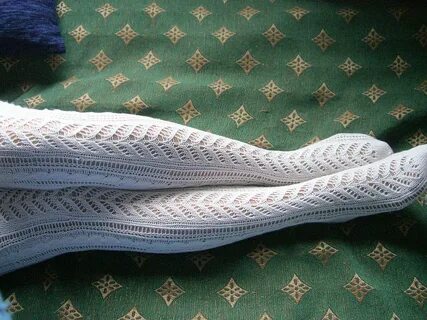 Белые вязаные колготки