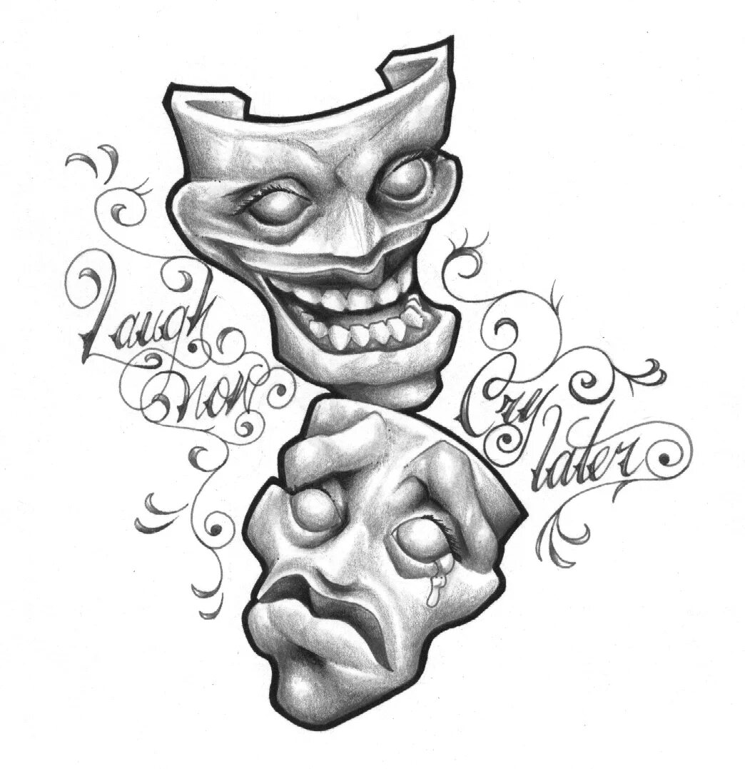 Тату smail now cry later. Тату маски театральные эскизы. Маски тату жскиз чикано. Татуировка маска. Чикано клоун эскиз тату.