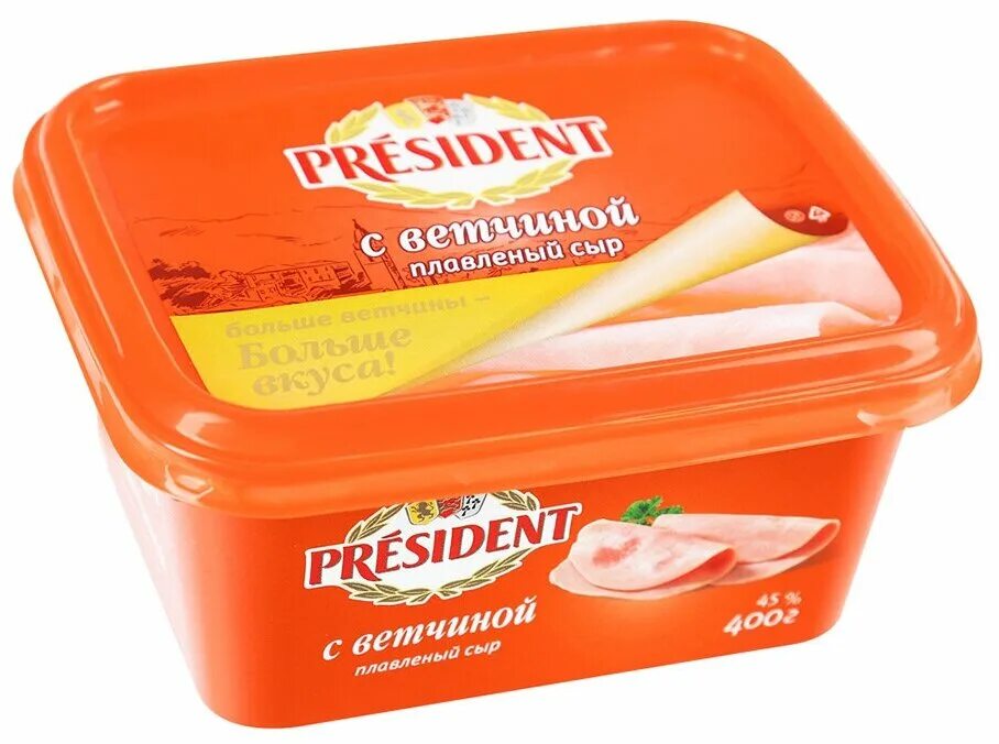 Сыр сливочный копченый. Сыр President 400г 45%.