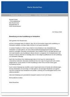 Die Bewerbung zur Ausbildung: Verkäufer / Verkäuferin. 