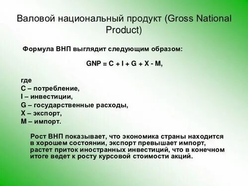 ВНП формула расчета. Валовый национальный продукт формула. Формула ВНП В экономике. Формула валового национального продукта.