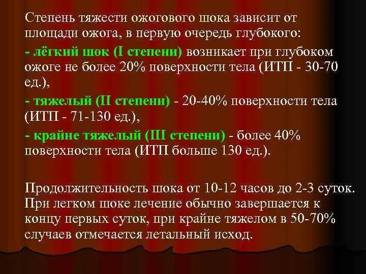 Степени шока при ожогах. Ожоговый ШОК степени тяжести. Ожоговый ШОК развивается при площади поражения. Ожоговый ШОК площадь ожога. Легкая степень ожогового шока.