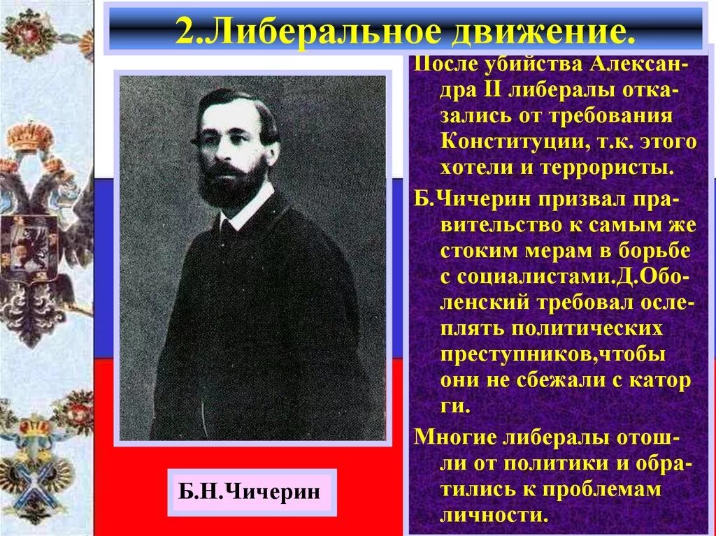 Чичерин направление общественной мысли. Либеральное движение при Александре 2 Чичерин. Либеральное движение. Либеральные движения 19 века в России. Лидеры либералов.