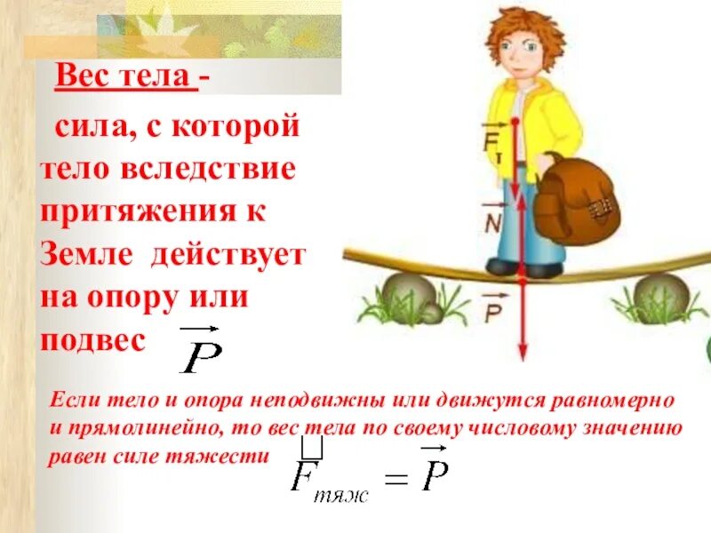 Масса тела книги. Вес тела на неподвижной опоре. Вес тела равен силе тяжести. Весь тела. Сила с которой тело вследствие притяжения к земле действует на опору.