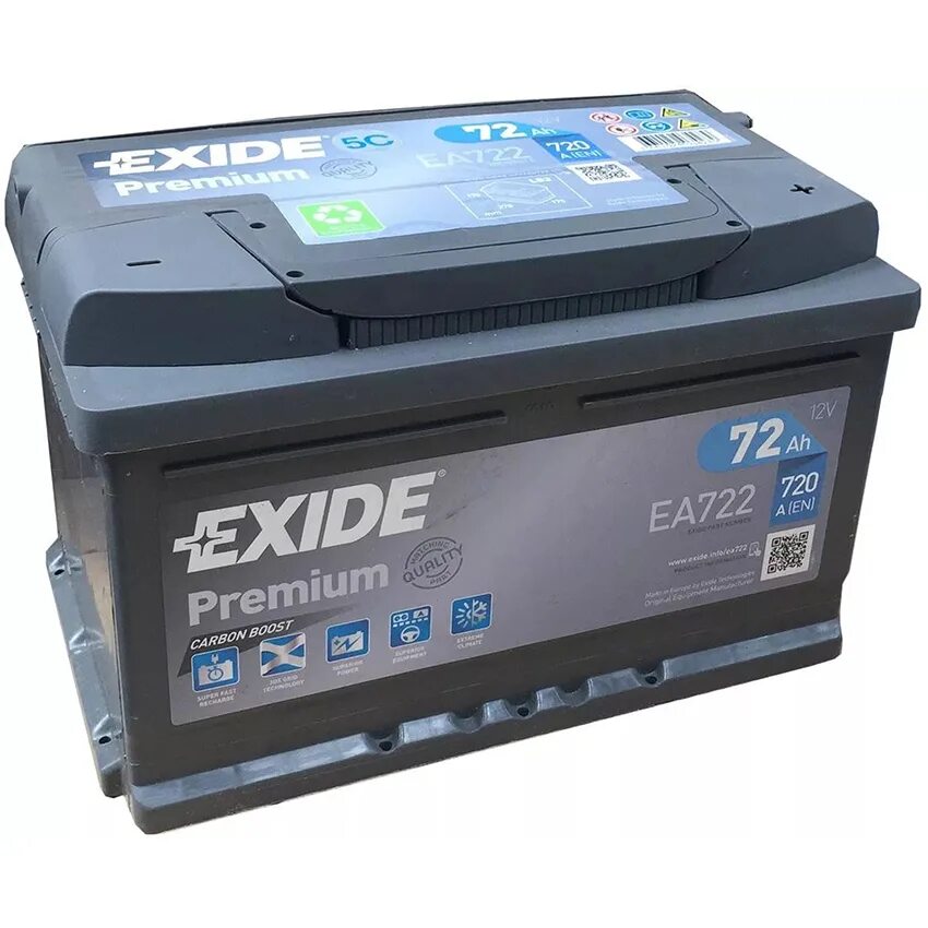 Как зарядить аккумулятор exide. Exide premium 72ah. exide ea722. акб exide premium 12v 72ah 720en 278x175x175 -/+ exide номер: ea722. аккумулятор ea722.