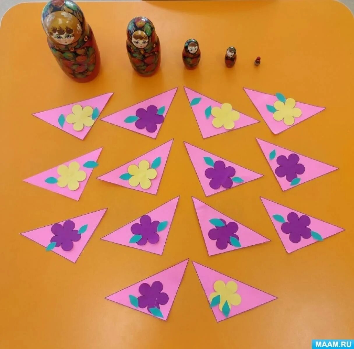 Платочек для матрешки аппликация младшая группа