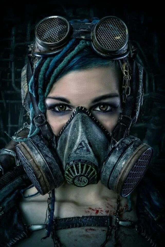 Респиратор арт. Кибергот маска. киберготы противогаз арт. респиратор cyberpunk. девушка в противогазе.