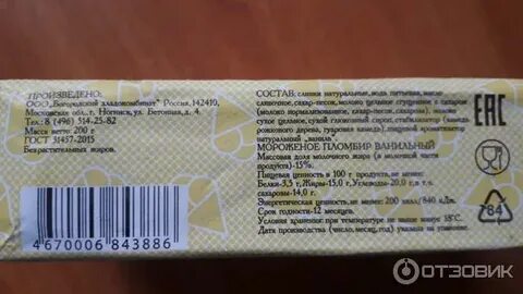 Мороженое по составу