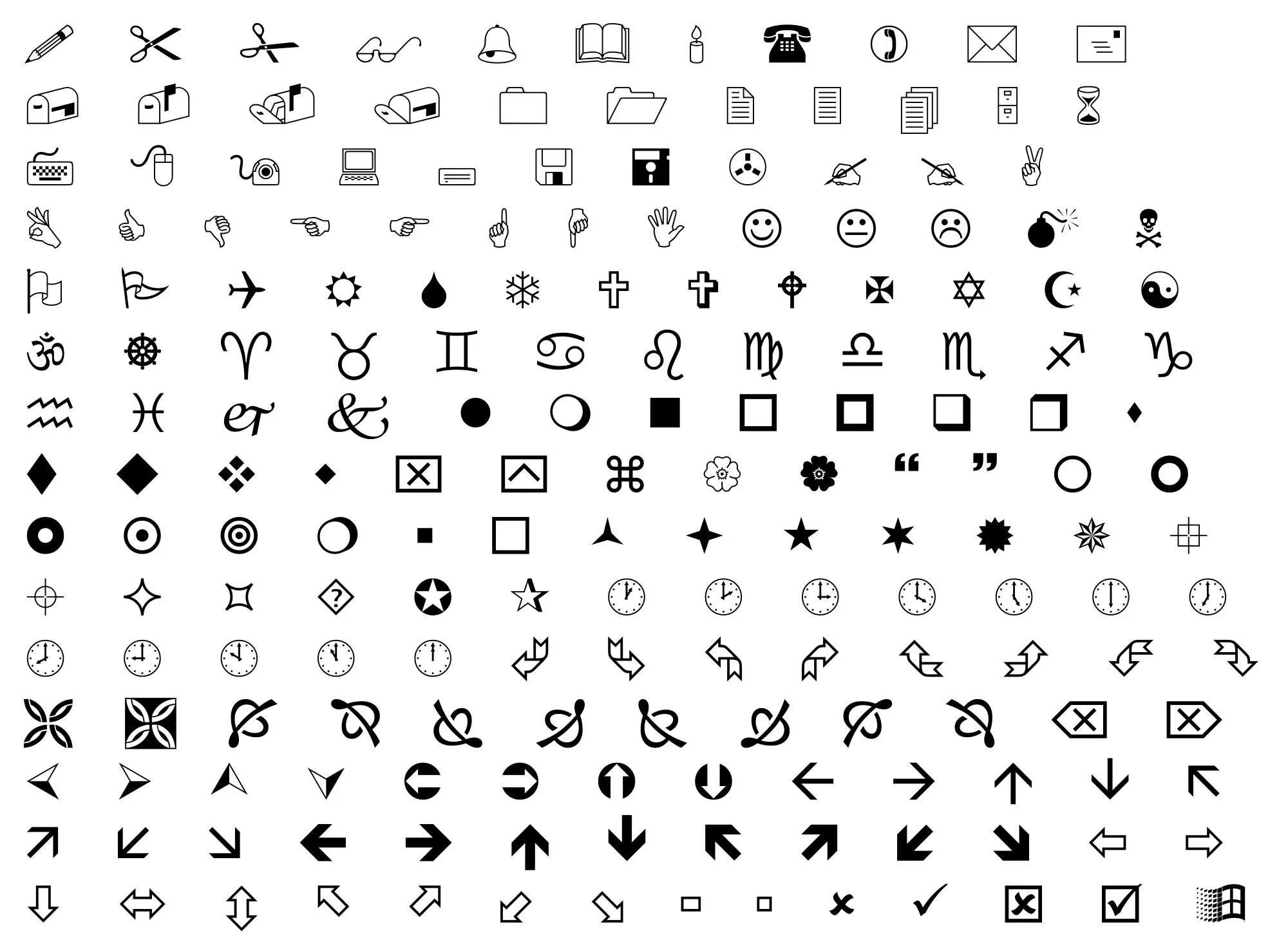 Wingdings 2 символы. Wingdings коды символов. Алфавит wingdings. Красивые значки.